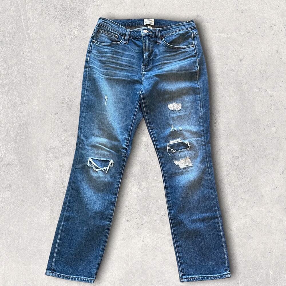 J CREW DISTRESSED BOHO WESTERN SLIM BOYFRIEND MEDIUM WASH JEANS SMALL 26